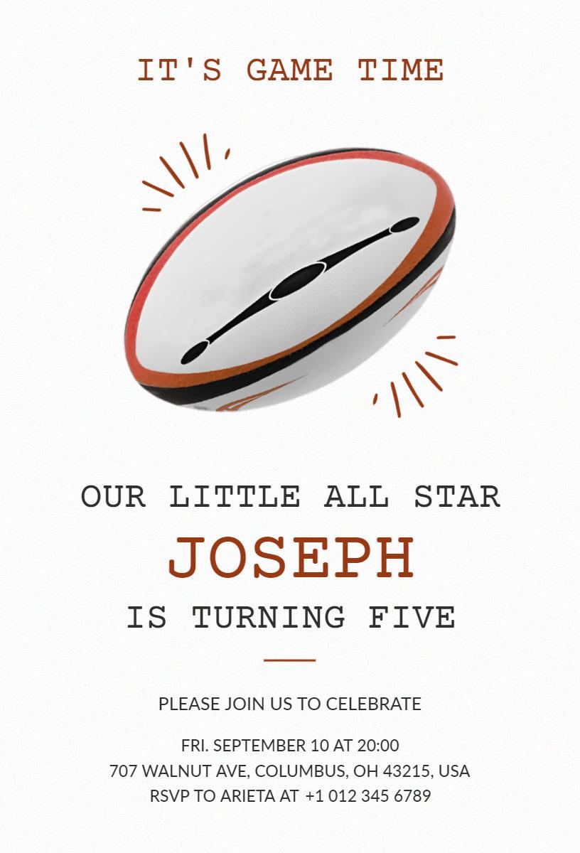 All-Star Sports Theme Birthday Celebration Invitation Template