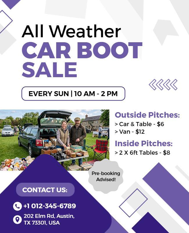 All Weather Car Boot Sale Flyer Template