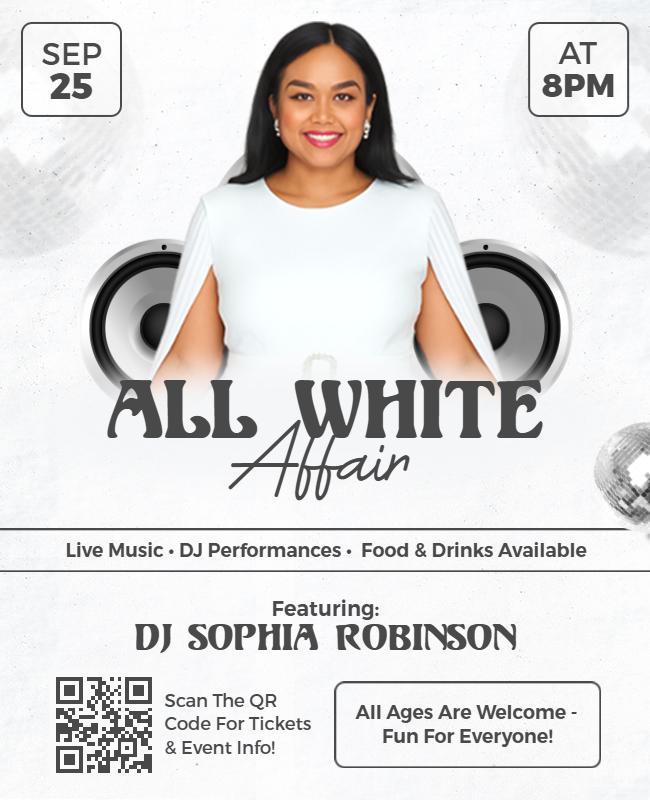 All White Affair DJ Event Flyer Template