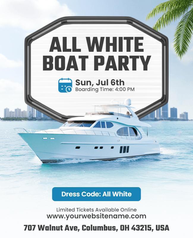 All White Boat Party Event Flyer Template