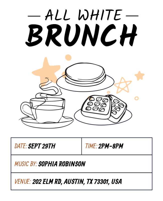 All White Brunch Event Flyer Template