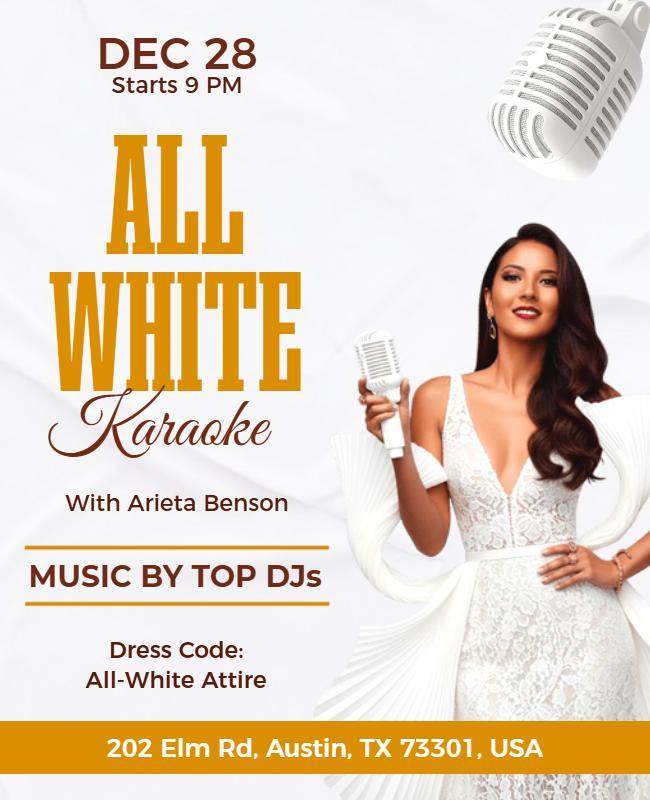 All White Karaoke Event Poster Template
