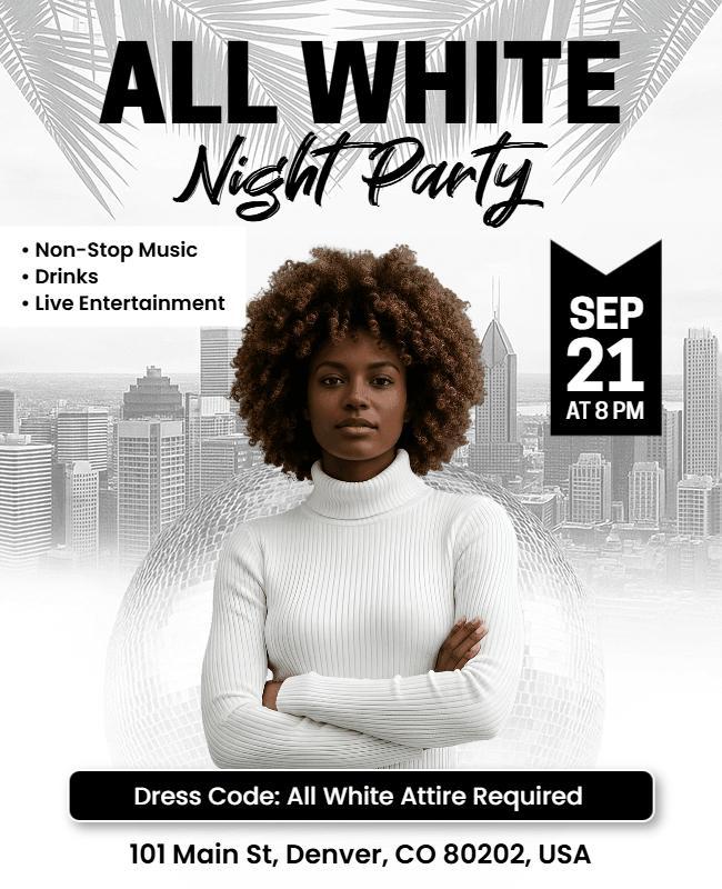 All White Night Party Event Flyer Template