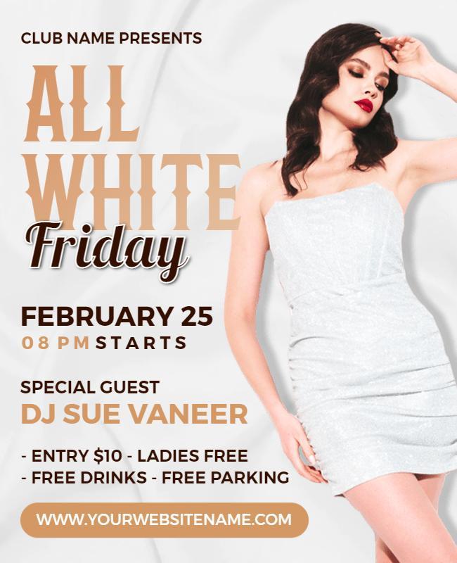 All White Party Nightclub Event Flyer Template