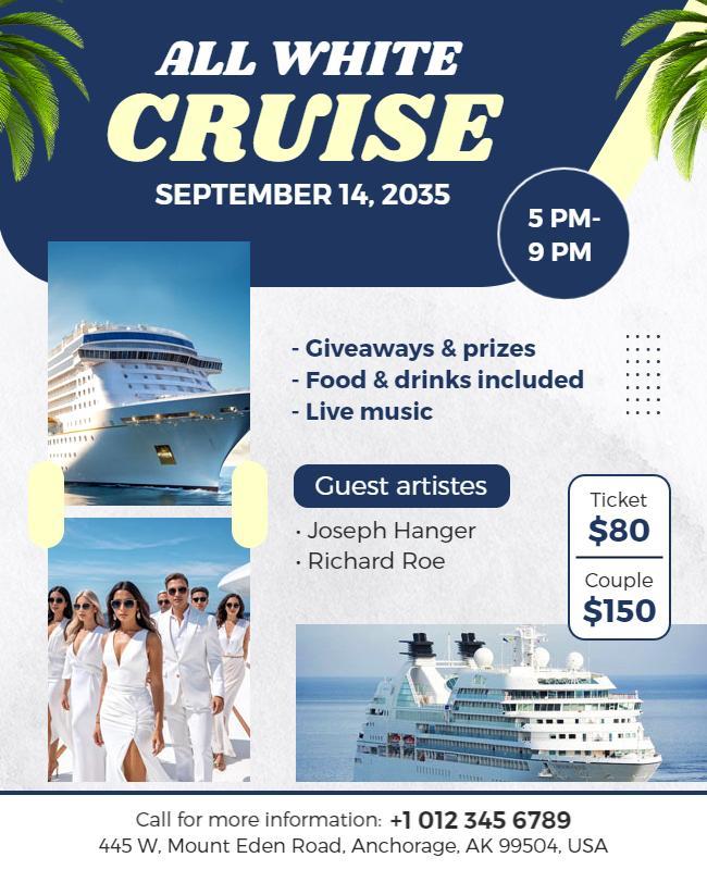 All White Theme Cruise Event Flyer Template