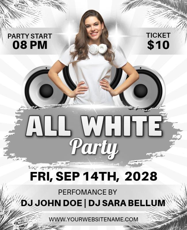 All White Theme Party Celebration Flyer Template