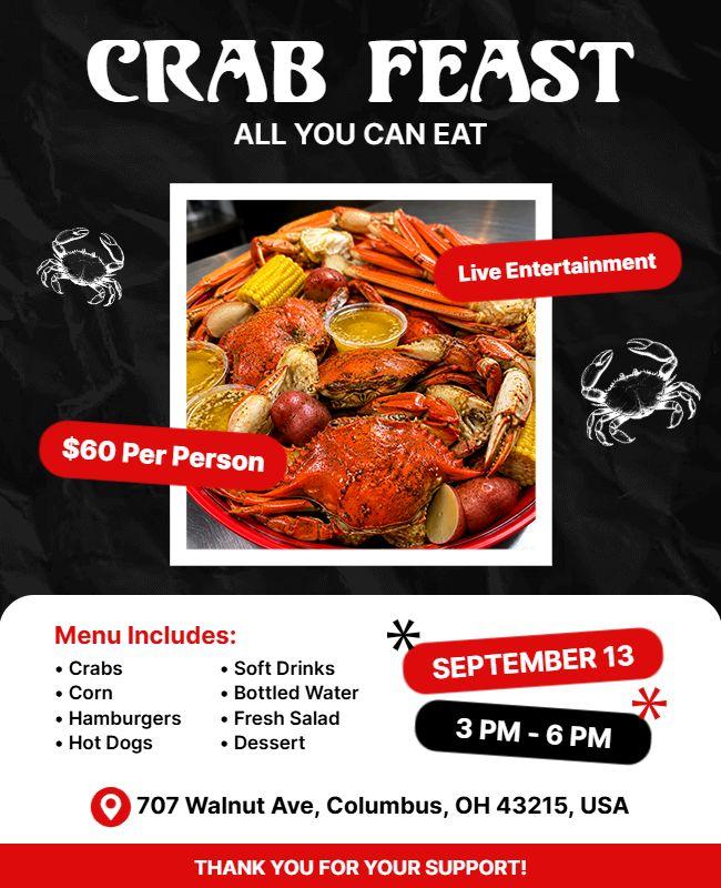 All You Can Eat Crab Feast Flyer Template