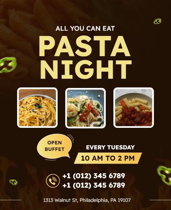 All You Can Eat Pasta Night Flyer Template