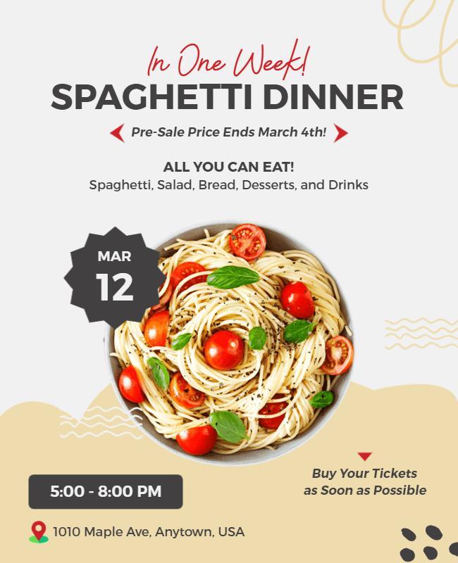 All You Can Eat Spaghetti Dinner Flyer Template