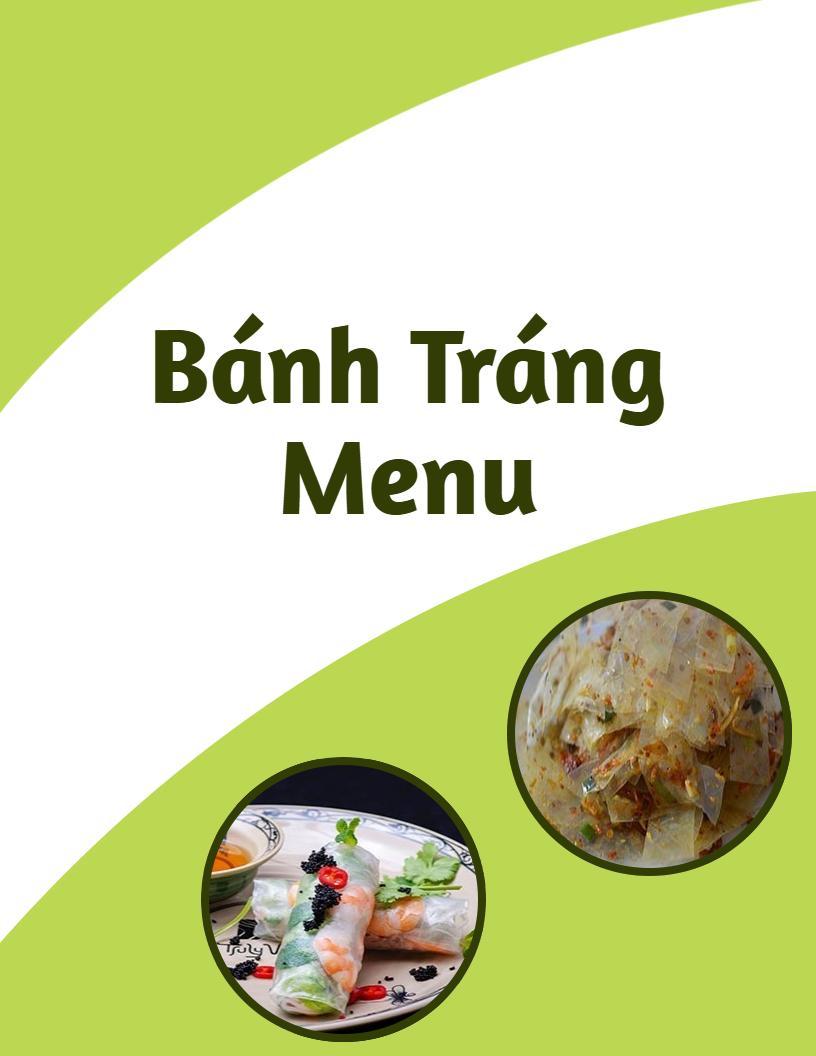 Ẩm Thực Việt Nam Ngon Với Mẫu Thực Đơn Bánh Tráng Bún