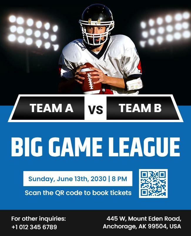 American Football Big Game League Flyer Template