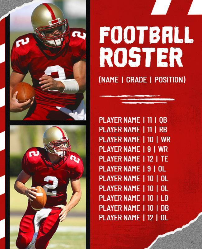 American Football Team Roster Flyer Template