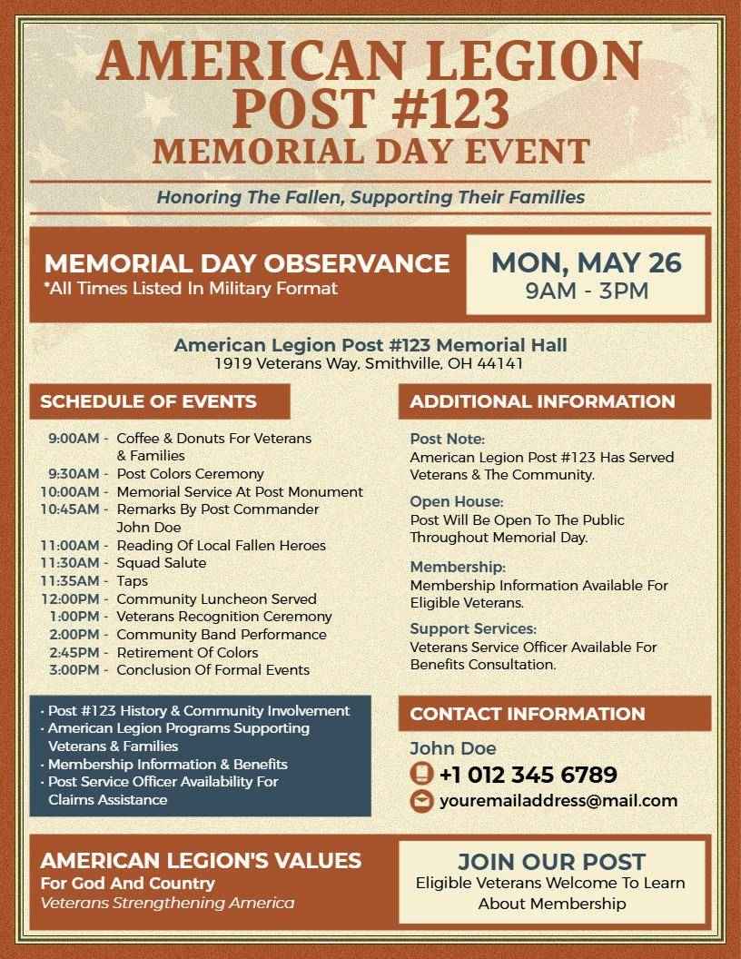 American Legion Memorial Day Event Flyer Template