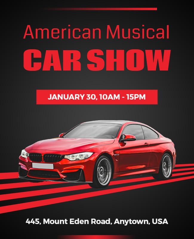 American Musical Car Show Event Flyer Template