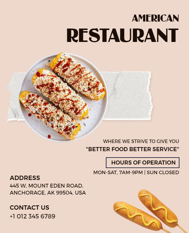 American Restaurant Promotional Flyer Template