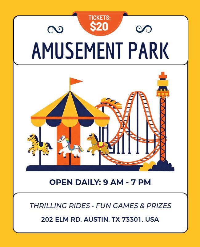 Amusement Park Event Announcement Poster Template