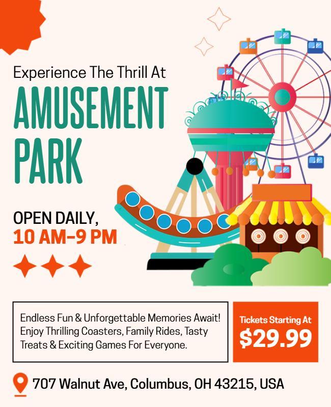 Amusement Park Experience Promotional Flyer Template