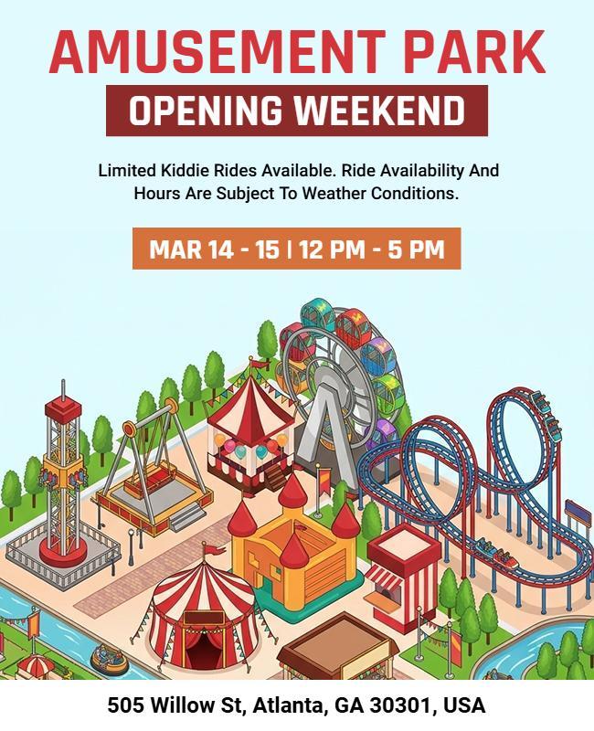 Amusement Park Opening Weekend Flyer Template