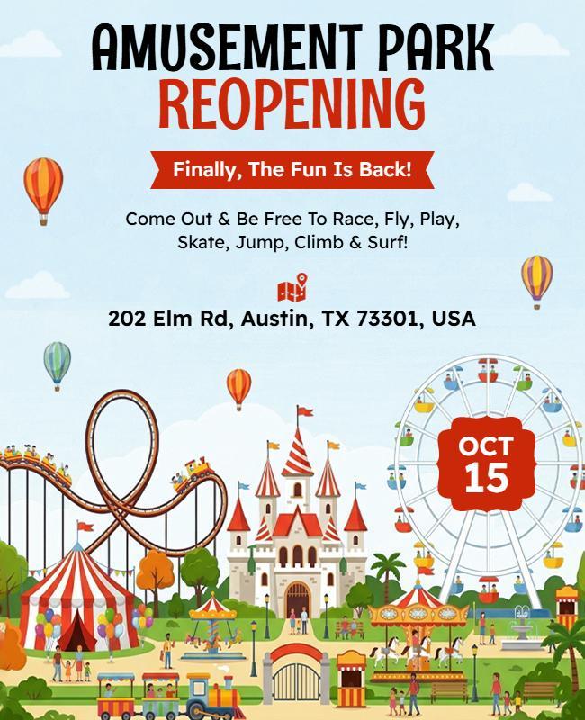 Amusement Park Reopening Event Poster Template