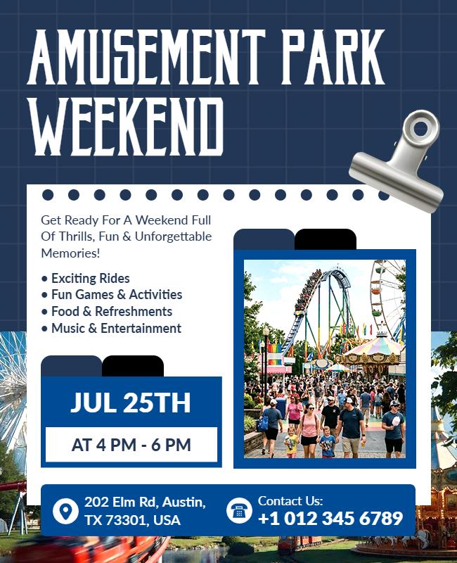 Amusement Park Weekend Event Poster Template
