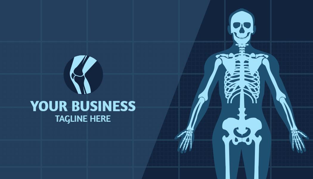 Anatomical Blue Skeleton Medical Practice Business Card Template