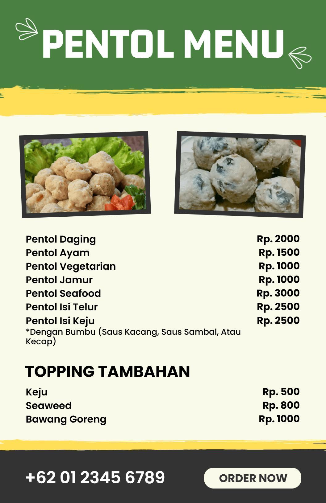 Aneka Pentol Lezat Dengan Templat Menu Topping Lezat