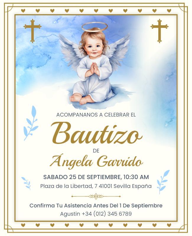 Angel Themed Baptism Celebration Invitation Flyer Template