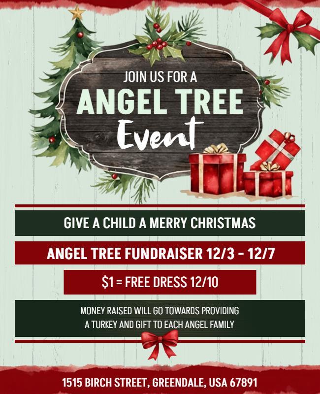 Angel Tree Christmas Fundraiser Event Flyer Template