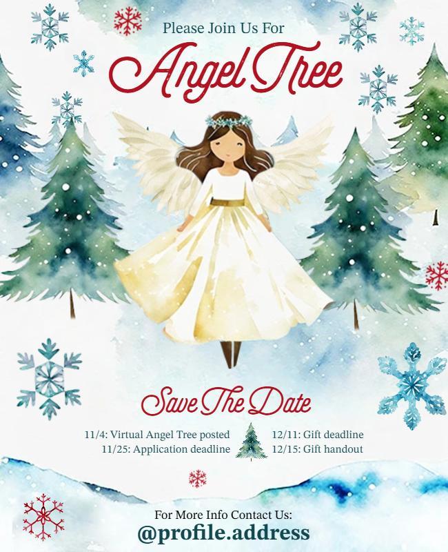 Angel Tree Holiday Event Announcement Flyer Template