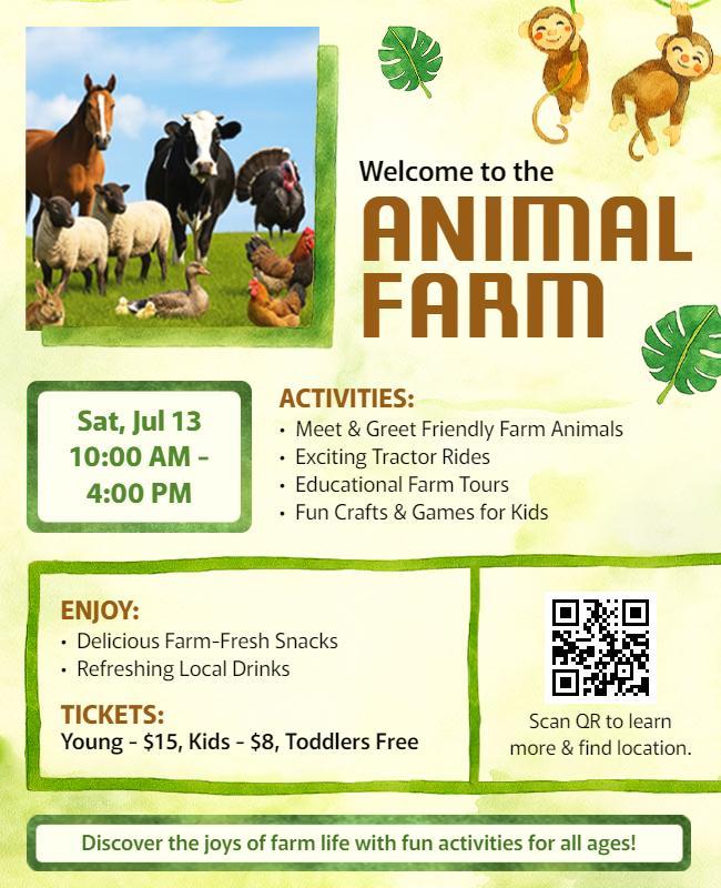 Animal Farm Visit and Activities Flyer Template
