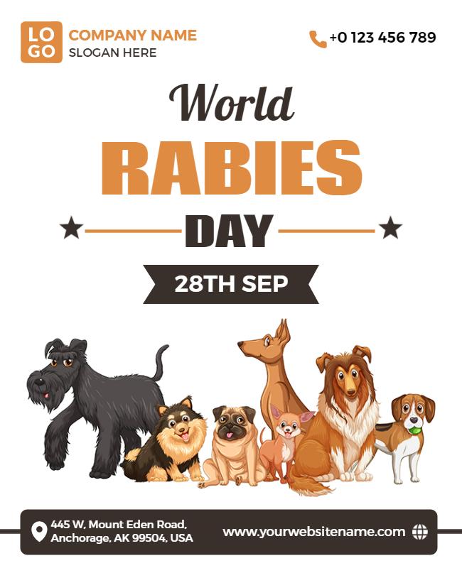 Animal-Themed World Rabies Day Awareness Poster Template