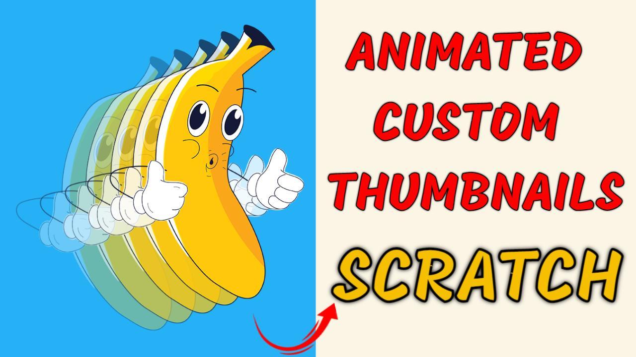 Animated Banana Character Scratch Art Trending YouTube Thumbnail Template