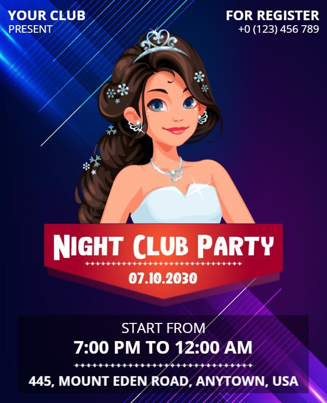 Animated Character Night Club Event Flyer Template