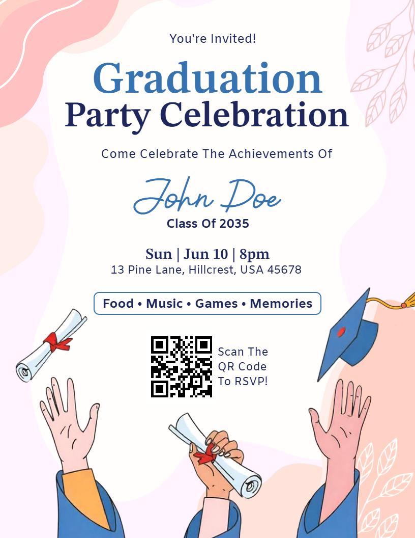 Animated Graduation Celebration Party Invitation Flyer Template