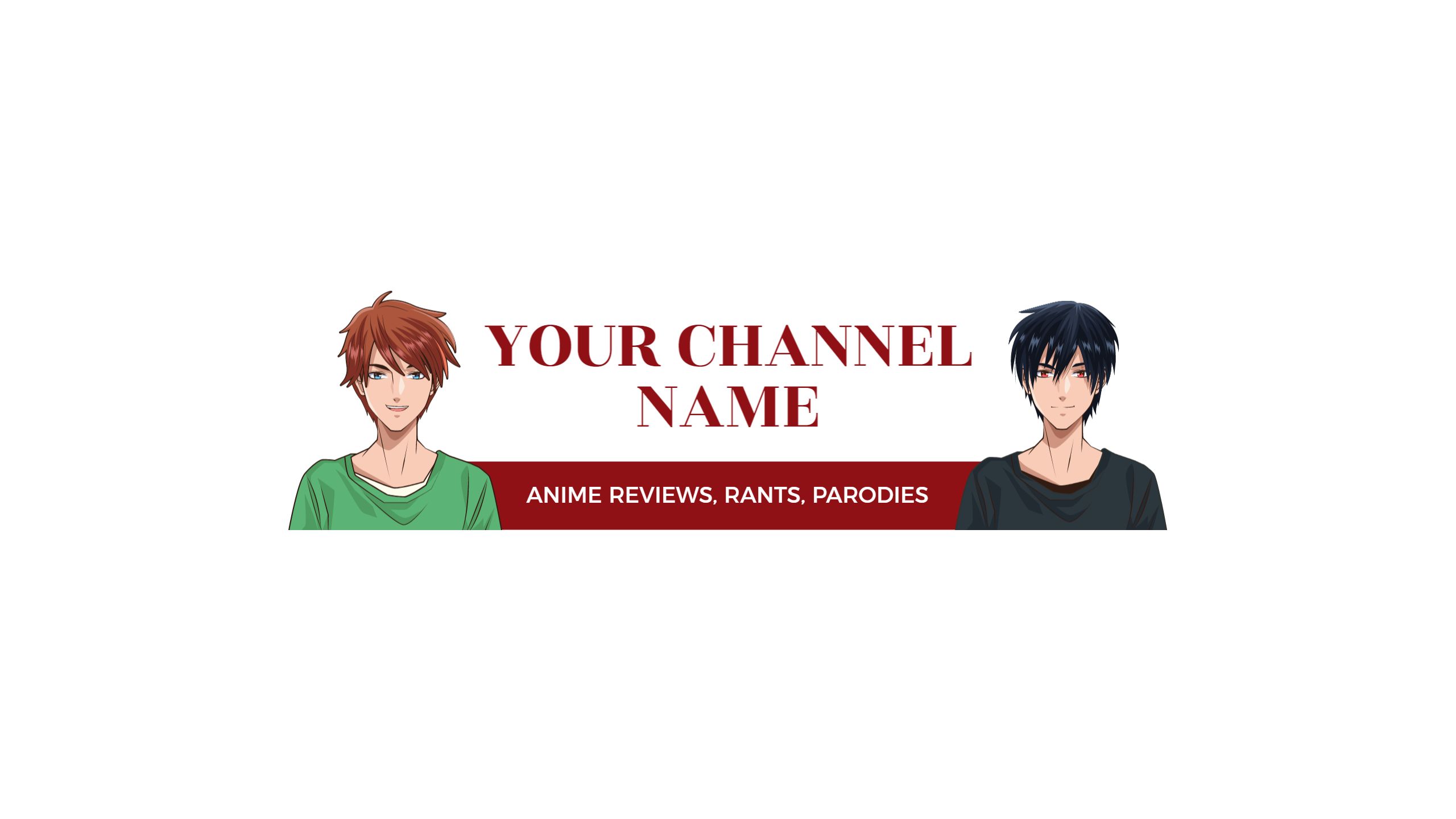 Anime Review Theme Featuring Characters for YouTube Banner Template