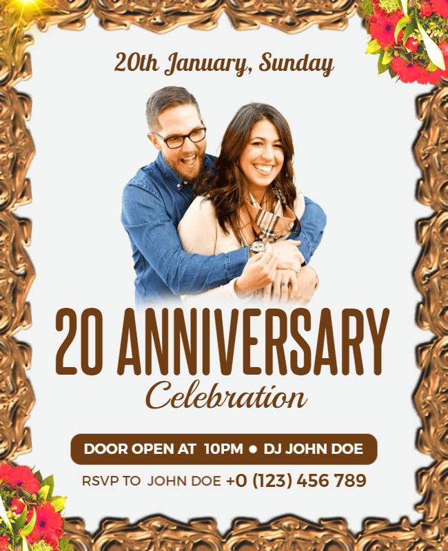 Chic Floral Gold Anniversary Celebration Flyer Template