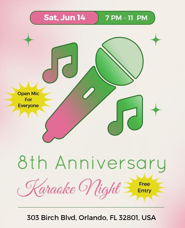 Anniversary Karaoke Night Event Flyer Template