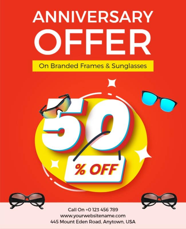 Anniversary Sale on Sunglasses and Frames Flyer Template