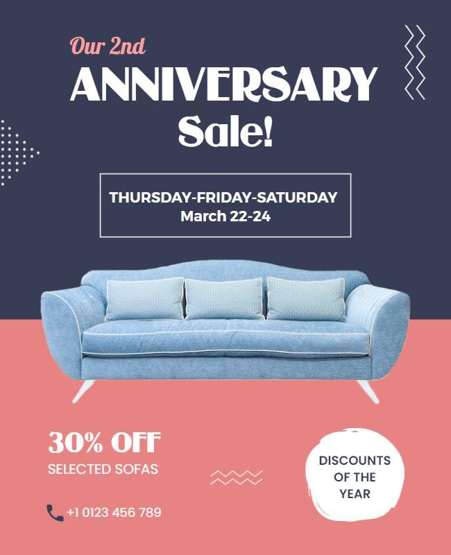 Anniversary Sofa Sale Discount Flyer Template