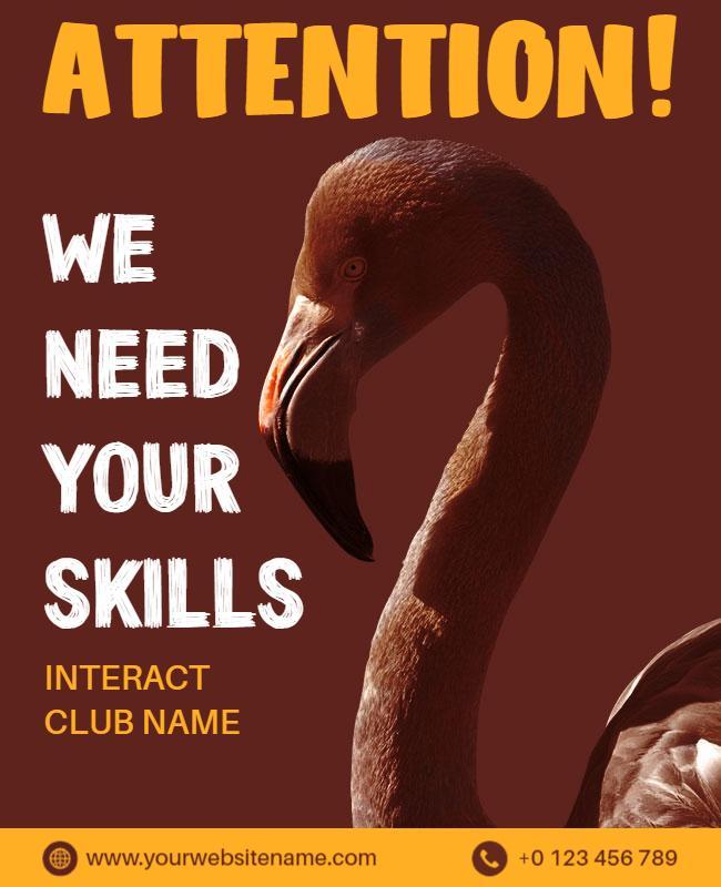 Bold Flamingo Skills Recruitment Club Flyer Template