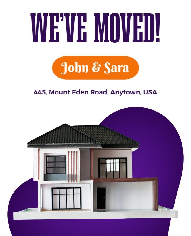 Chic Purple Modern Home Announcement Move Flyer Template