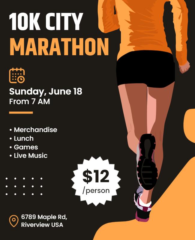 Annual 10k City Marathon Event Flyer Template