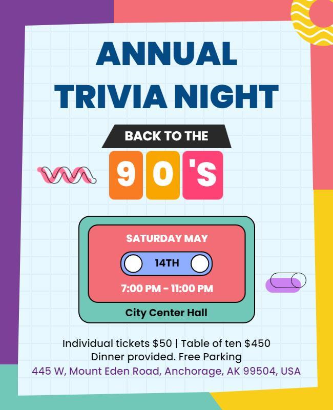 Annual 90s Trivia Night Event Flyer Template