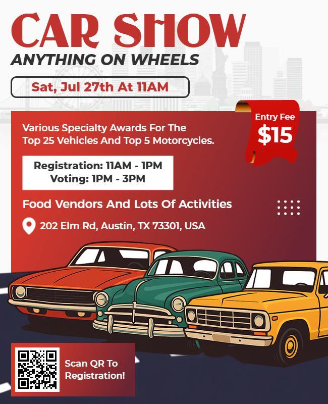 Annual Anything on Wheels Car Show Flyer Template