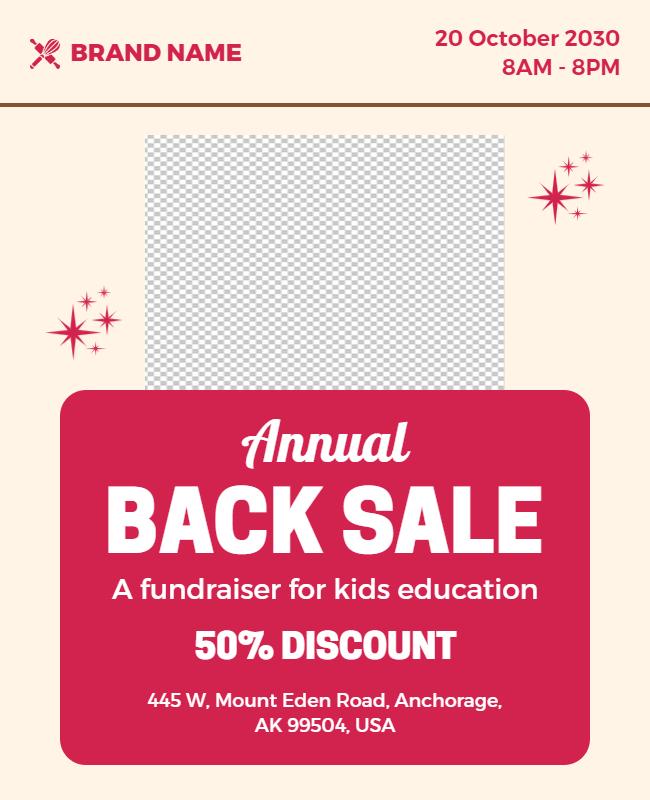 Annual Back Sale Fundraiser for Education Flyer Template