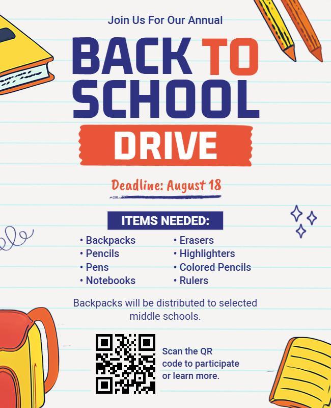 Annual Back to School Donation Drive Flyer Template