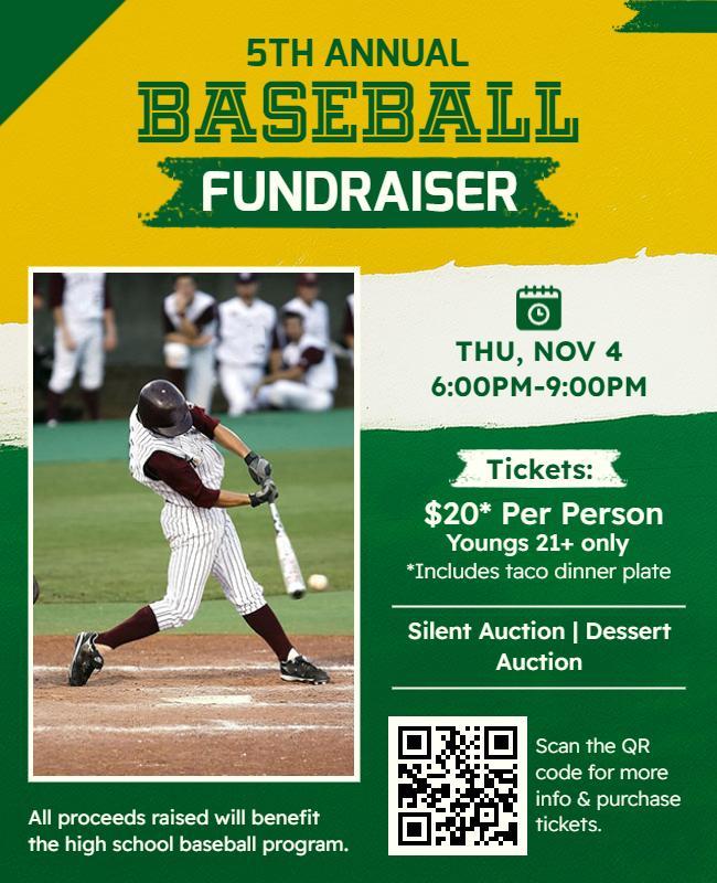 Annual Baseball Fundraiser Event Flyer Template