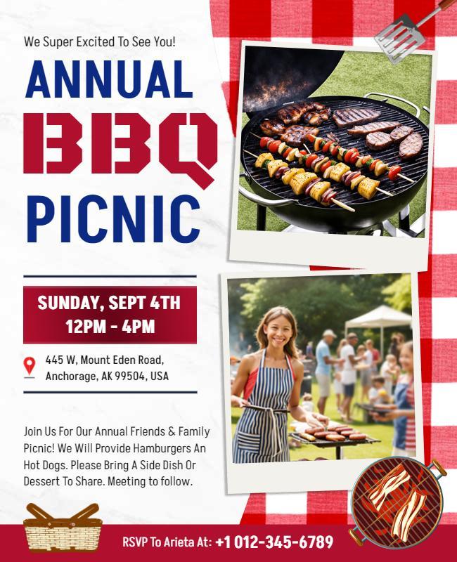 Annual Bbq Picnic Event Flyer Template