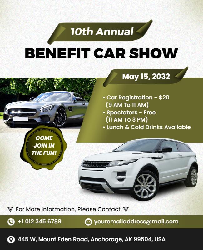 Annual Benefit Car Show Event Flyer Template