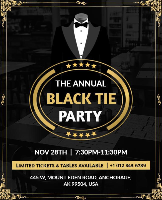 Annual Black Tie Party Event Flyer Template